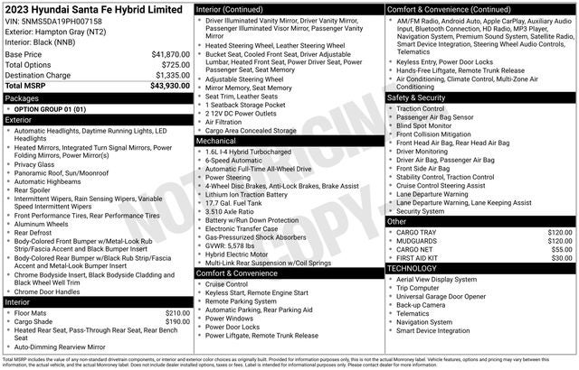 2023 Hyundai Santa Fe Hybrid Limited