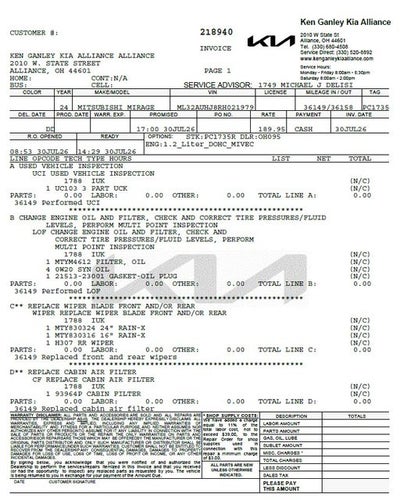 2024 Mitsubishi Mirage Base