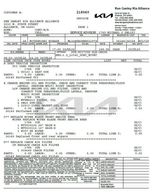 2024 Mitsubishi Mirage Base