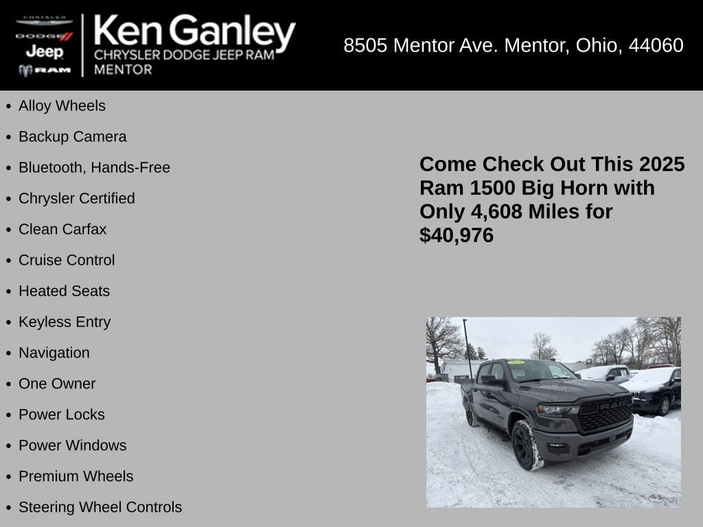 2025 RAM 1500 Big Horn Crew Cab 4x4 5'7' Box