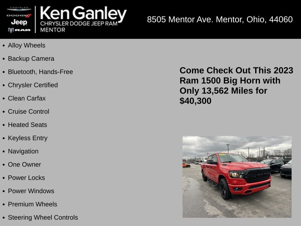 2023 RAM 1500 Big Horn Crew Cab 4x4 6'4' Box
