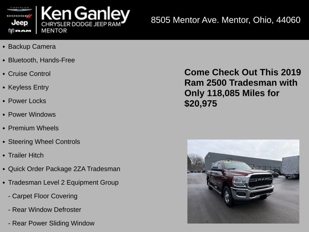 2019 RAM 2500 Tradesman Crew Cab 4x4 6'4' Box