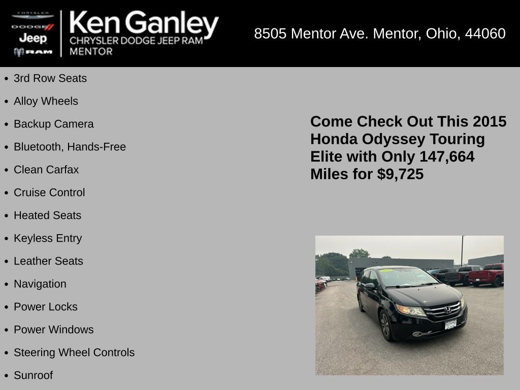 2015 Honda Odyssey Touring Elite