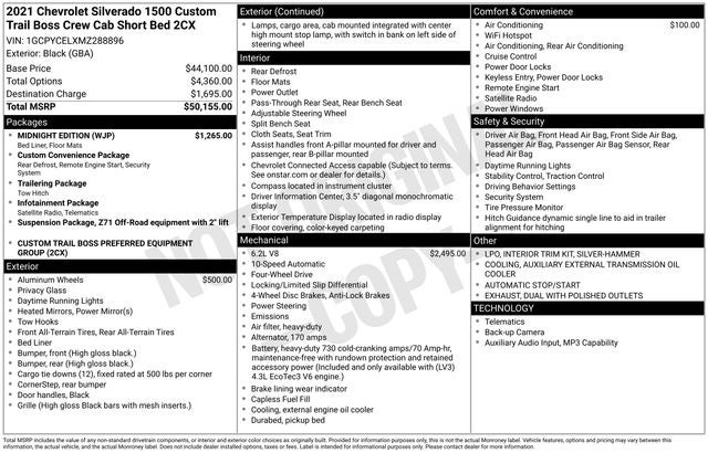 2021 Chevrolet Silverado 1500 Custom Trail Boss