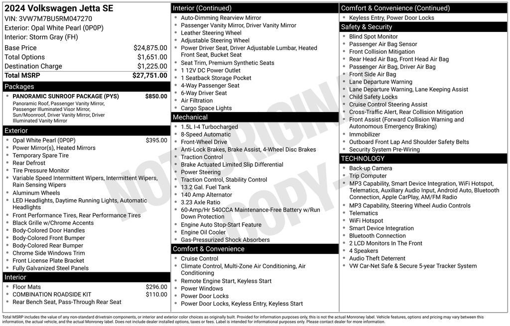 2024 Volkswagen Jetta 1.5T SE
