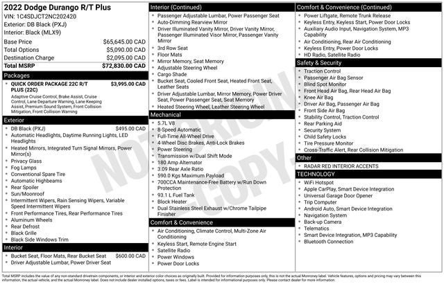2022 Dodge Durango R/T Plus