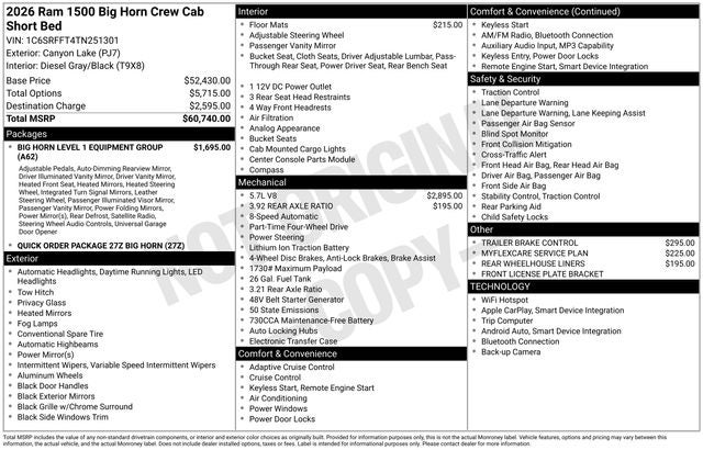 2026 RAM 1500 Big Horn/Lone Star