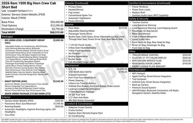 2026 RAM 1500 Big Horn