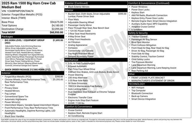 2025 RAM 1500 Big Horn/Lone Star