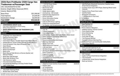 2026 RAM ProMaster 2500 High Roof