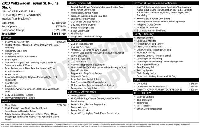 2023 Volkswagen Tiguan 2.0T SE R-Line Black