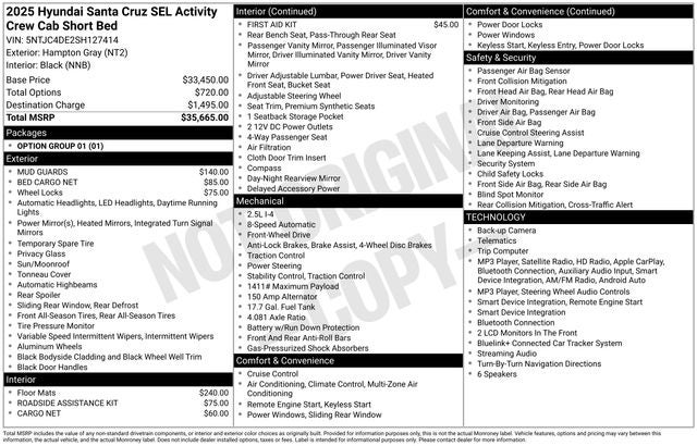 2025 Hyundai Santa Cruz SEL Activity