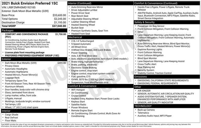 2021 Buick Envision Preferred