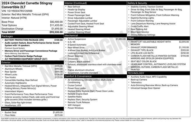 2024 Chevrolet Corvette Stingray 2LT