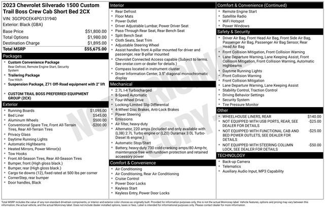 2023 Chevrolet Silverado 1500 Custom Trail Boss