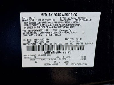 2017 Ford Taurus SHO AWD w/ MOONROOF