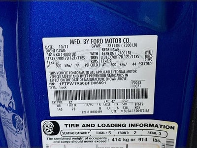 2011 Ford F-150 SVT Raptor w/ PWR MOONROOF