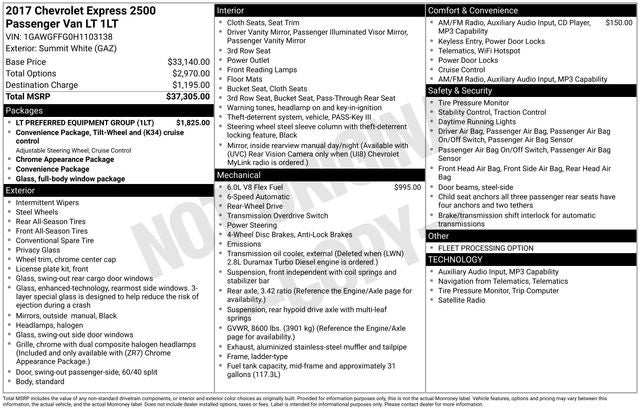 2017 Chevrolet Express 2500 LT Passenger