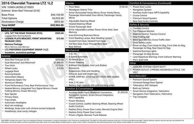 2016 Chevrolet Traverse LTZ AWD w/ BOSE AUDIO