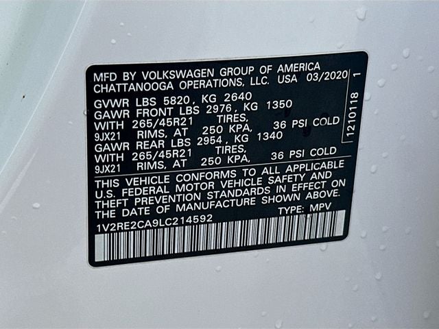 2020 Volkswagen Atlas Cross Sport 3.6L V6 SEL R-Line 4Motion
