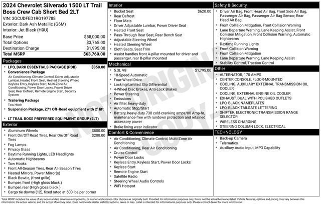 2024 Chevrolet Silverado 1500 LT Trail Boss w/ TRAILERING PACKAGE