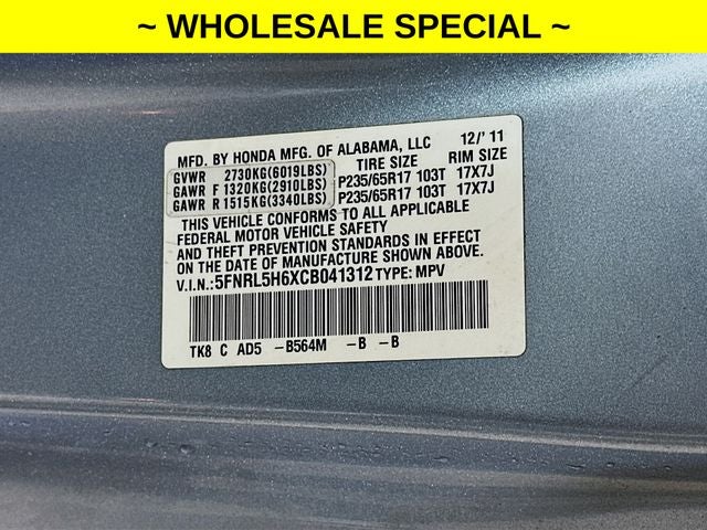 2012 Honda Odyssey EX-L WHOLESALE SPECIAL!!!