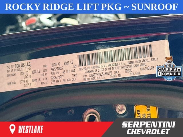 2018 RAM 1500 Laramie Rocky Ridge Lift Package
