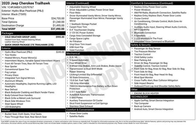 2020 Jeep Cherokee Trailhawk