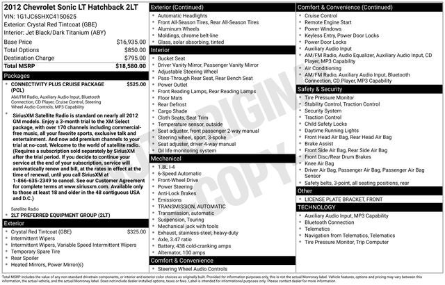 2012 Chevrolet Sonic 2LT