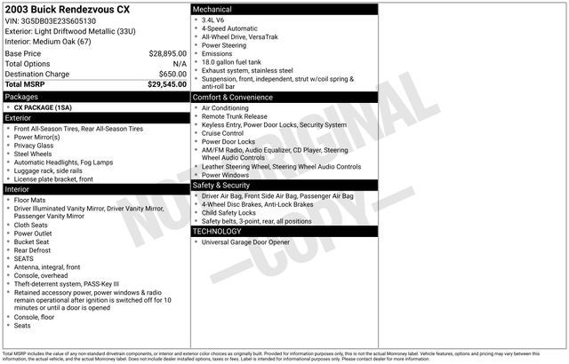 2003 Buick Rendezvous CX AWD