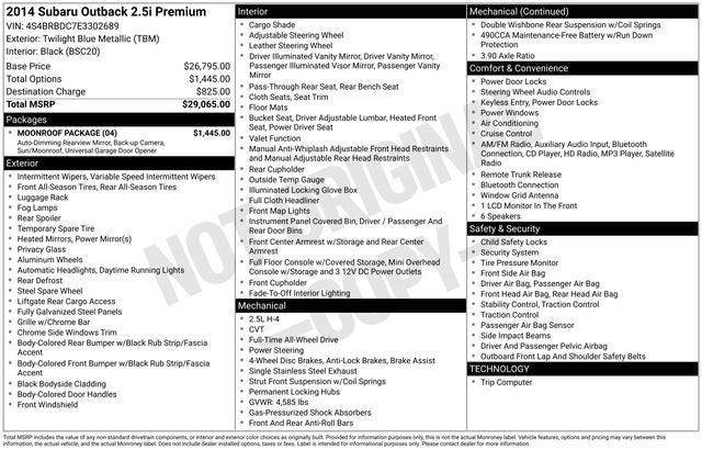 2014 Subaru Outback 2.5i Premium