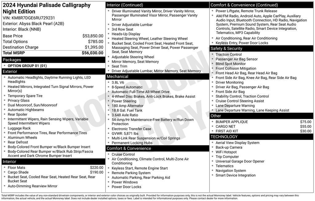 2024 Hyundai Palisade Calligraphy Night Edition