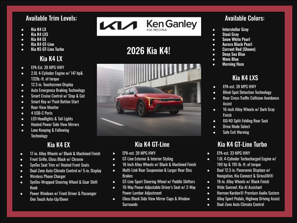 2026 Kia K4 LXS AT's photo