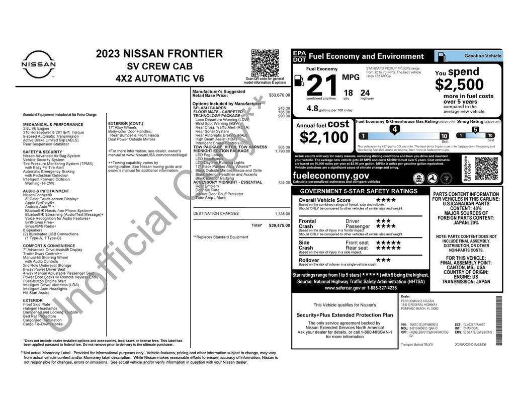 2023 Nissan Frontier SV MIDNIGHT EDITION