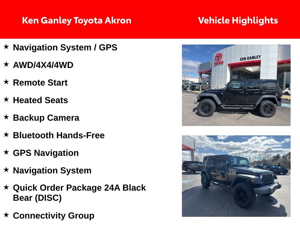 2016 Jeep Wrangler Unlimited Sport S Black Bear Edition
