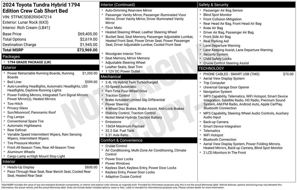 2024 Toyota Tundra Hybrid 1794 Edition