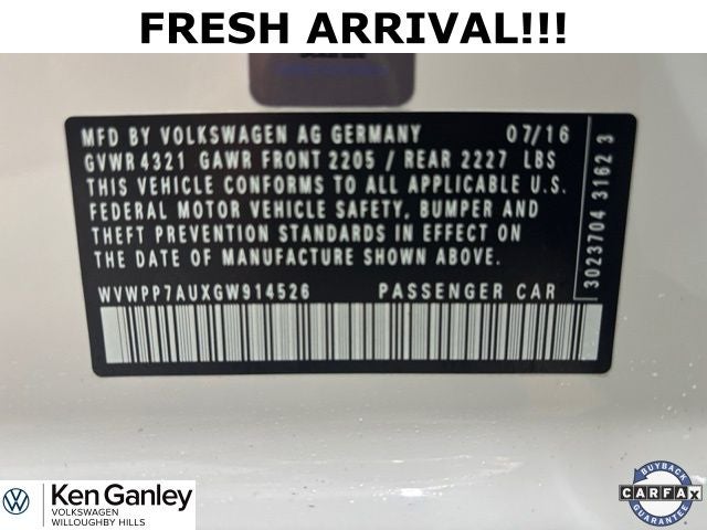 2016 Volkswagen e-Golf SEL Premium