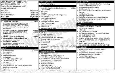 2026 Chevrolet Tahoe LT