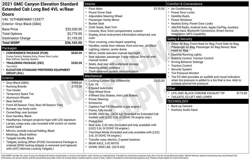 2021 GMC Canyon Elevation Standard