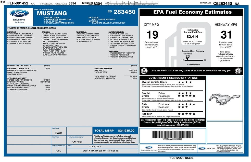 2012 Ford Mustang V6