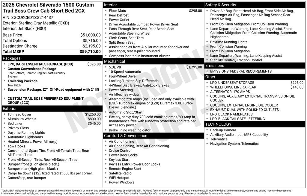 2025 Chevrolet Silverado 1500 Custom Trail Boss