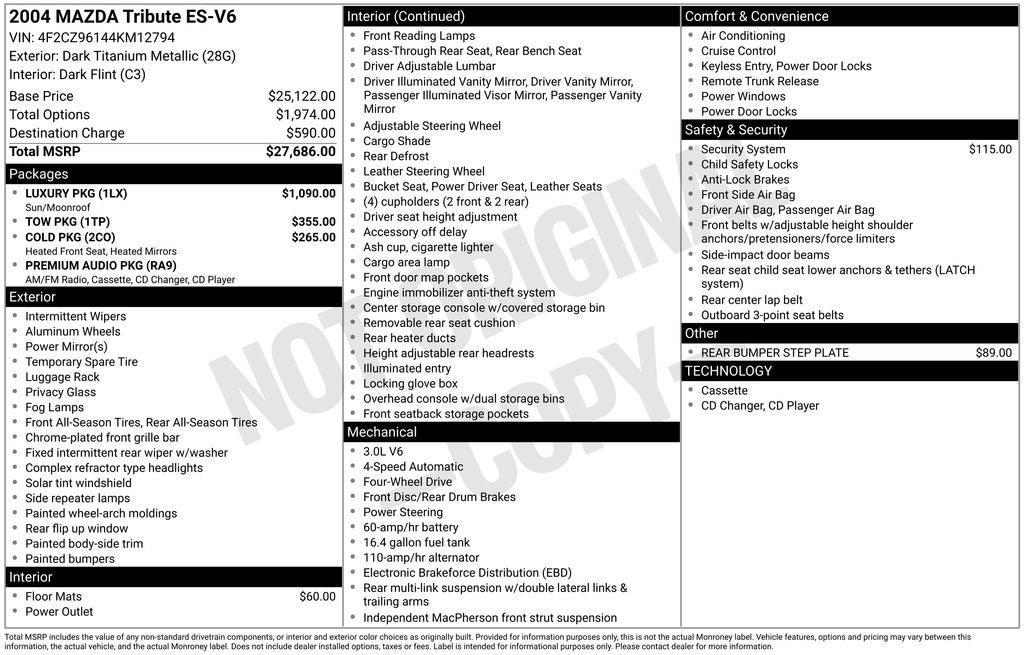 2004 Mazda Mazda Tribute ES