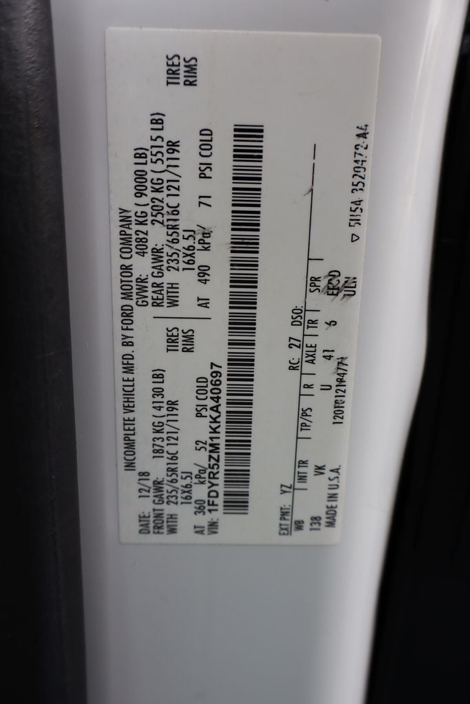 2019 Ford Transit-250 SRW C/C w/10.5' Aluminum Flat Bed