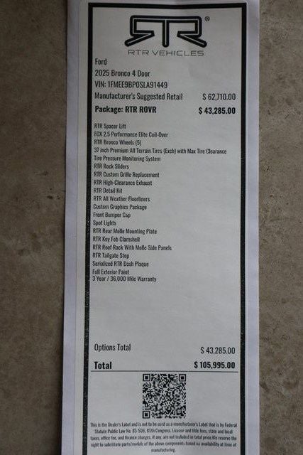 2025 Ford Bronco Badlands RTR ROVR Edition