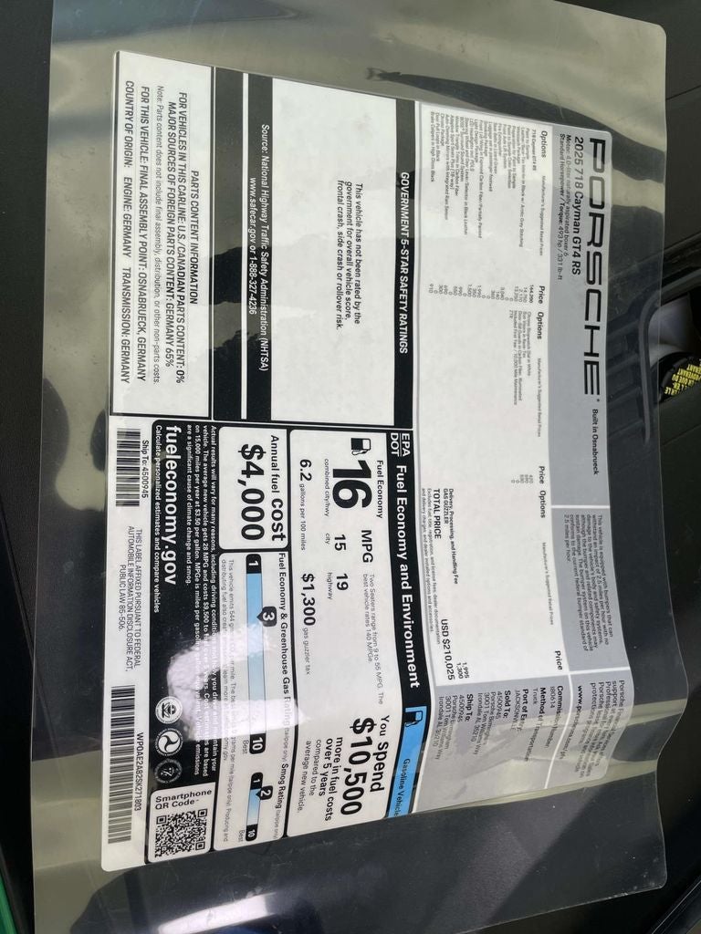 2025 Porsche 718 Cayman GT4 RS