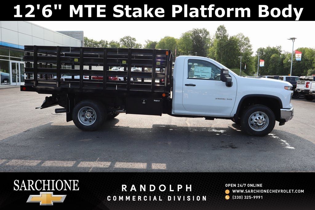 2025 Chevrolet Silverado 3500HD Work Truck w/ 12' MTE Stake Platform Body