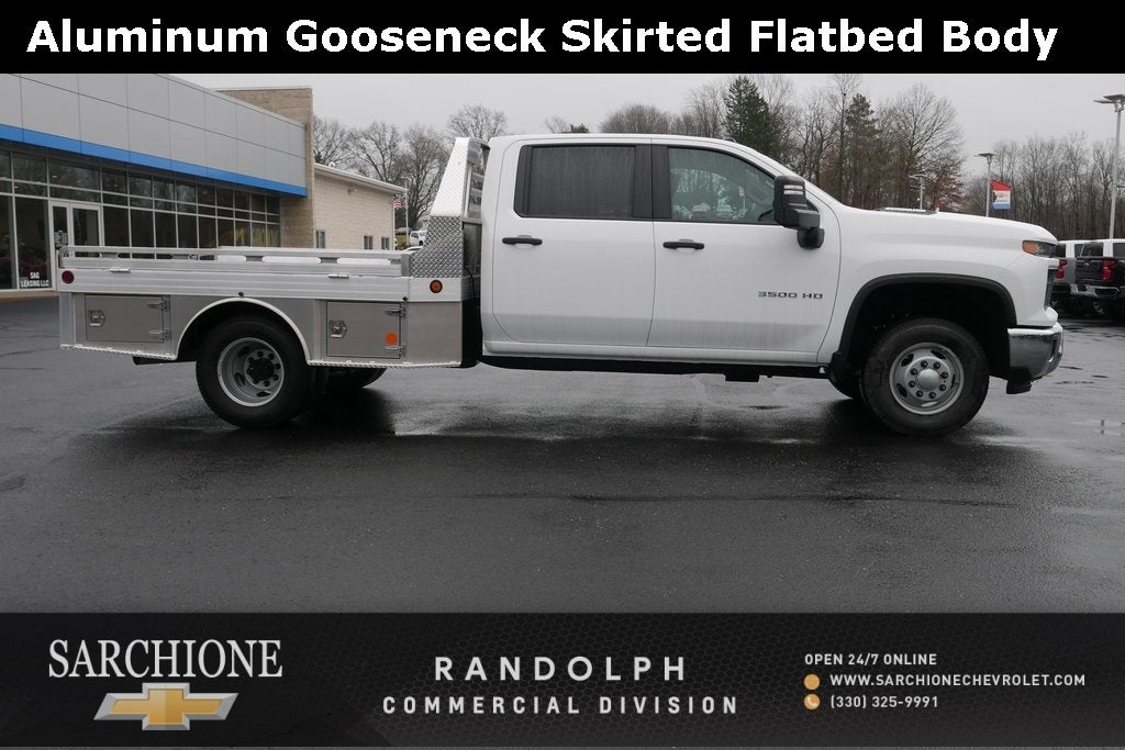 2025 Chevrolet Silverado 3500HD Work Truck w/ 9' Aluminum Gooseneck Skirted Flatbed Body