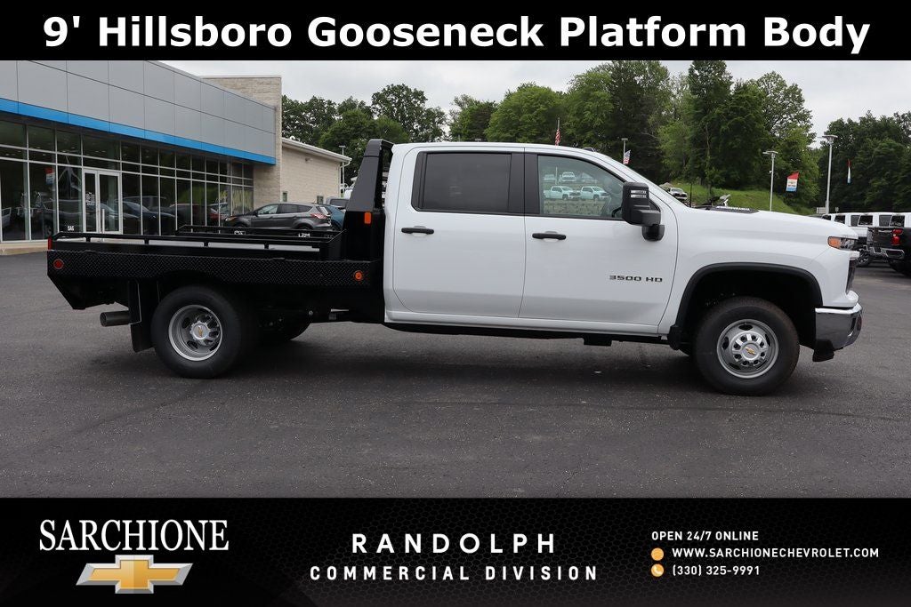 2025 Chevrolet Silverado 3500HD Work Truck w/ 9' Hillsboro Gooseneck Flatbed