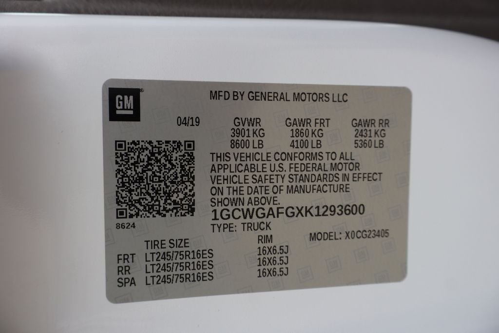 2019 Chevrolet Express 2500 Work Van Cargo