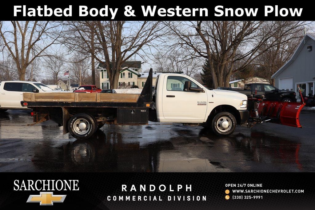 2018 RAM 3500 Tradesman 167.5 WB w/ Flatbed & Snow Plow